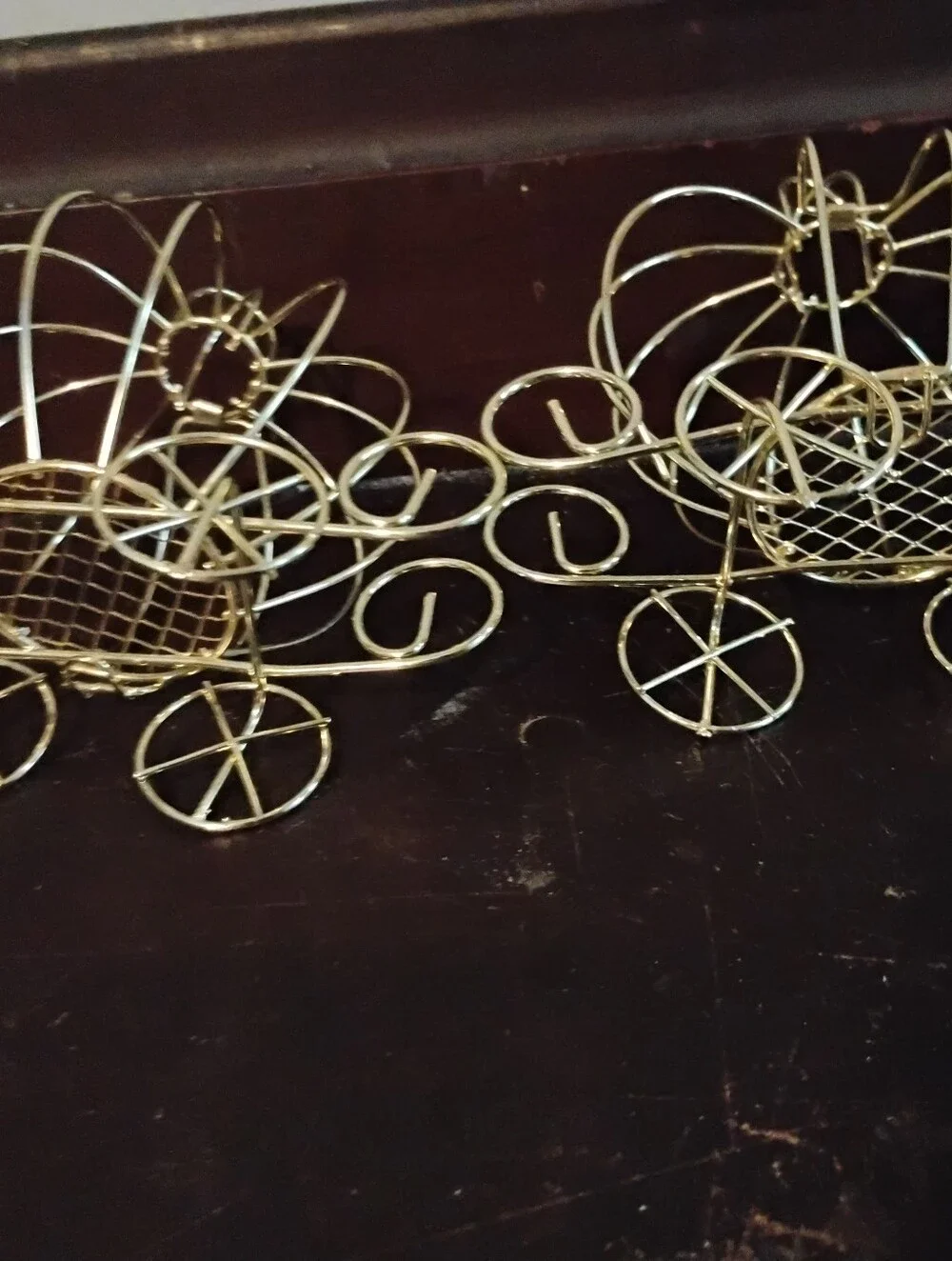 Set of 2 Gold Wire Cinderella Pumpkin Carriage Centerpieces Princess Party Decor